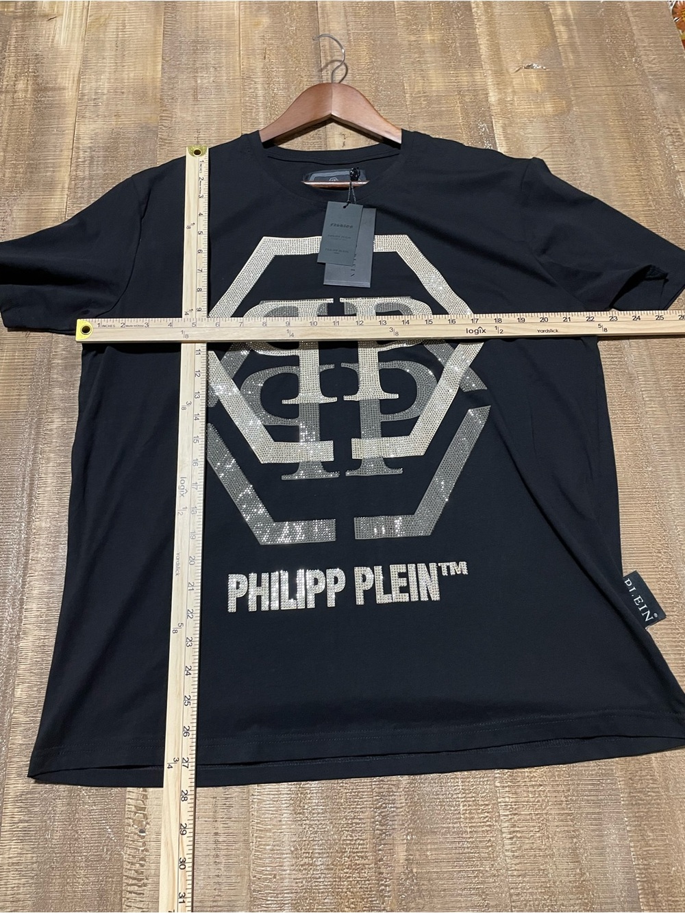 Philipp Plein Men’s Black Logo Crystal T-Shirt NEW - Picture 11 of 11